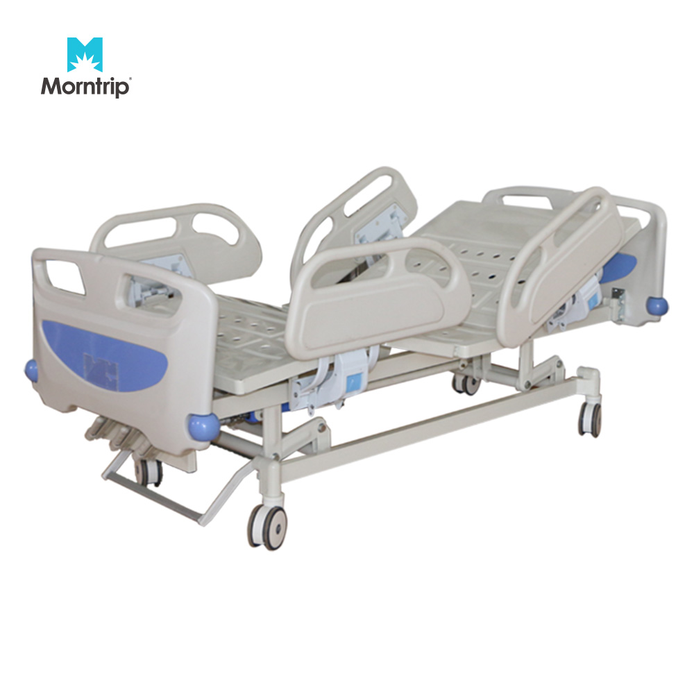 Morntrip ABS Side Rails Headboard Multifunction Electric Adjustable Elderly Patients Home Care Alloy Hospital Bed Palm Mattress 