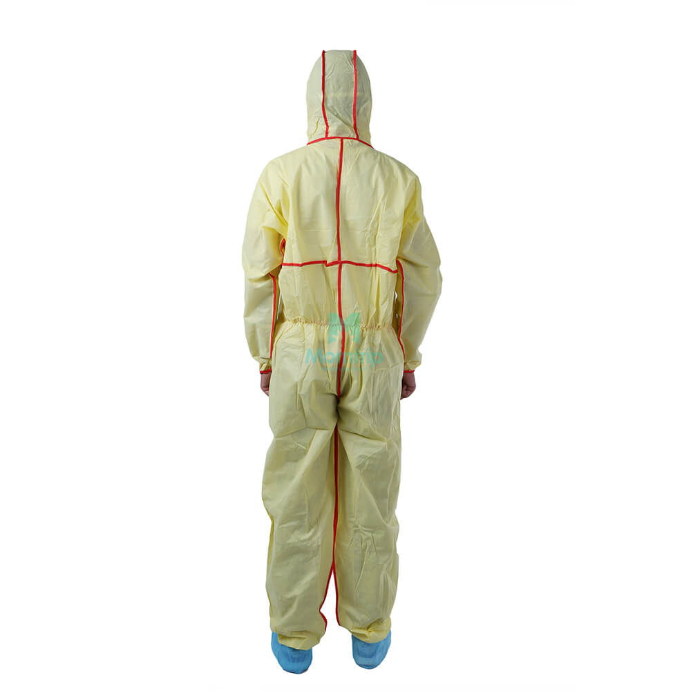 Safety 50 GSM Non Woven SMS High Quality Paint Anti Static Laminated Disposable Chemical Protective Clothing with Bound Seams