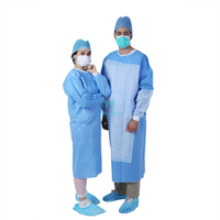 Isolation Insulation Non Woven SMS Sterilized Laminated Impervous Disposable Surgeon Gown with Knitted Cuffs