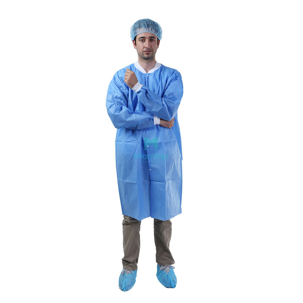 Morntrip Non Woven Lightweight Waterproof Disposable Long Sleeve Doctor Lab Coat