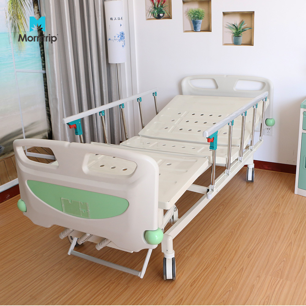 2021 New Medical Furniture Falling Protection Silent Casters Abs Plastic Headboard Hospital Manual Electric Bed