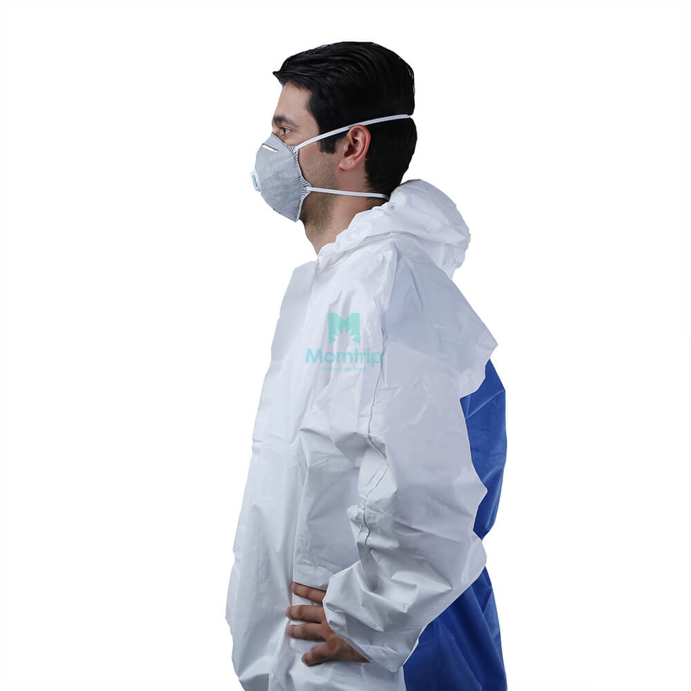 Microporous Combined with SMS Breathable Hooded Dustproof Splashproof Ce Certificated Work Wear Overall Suit Clothing
