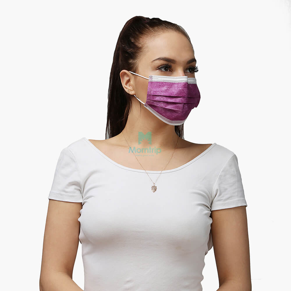 Purple 3 Ply Non Woven Non Medical Disposable Earloop Protective Face Mask