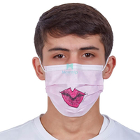 3 Ply Non Woven Earloop Disposable Dental Face Mask with Custom Pattern Printing