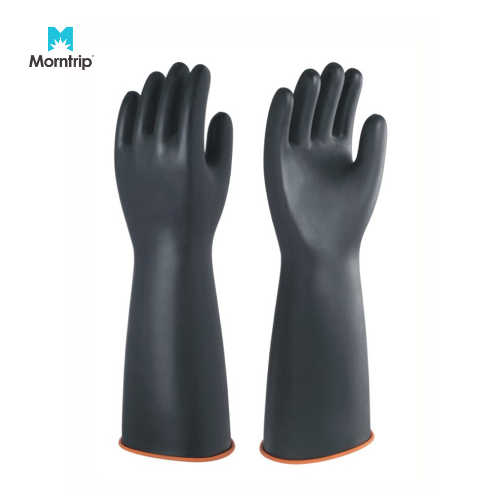 Top Quality Natural Latex Thick Heavy Duty Cotton Flock Lined Durable Rubber Gloves Latex For Industrial Use