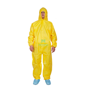 Yellow Lightweight Microporous Non Woven Disposable Waterproof Chemical Coverall