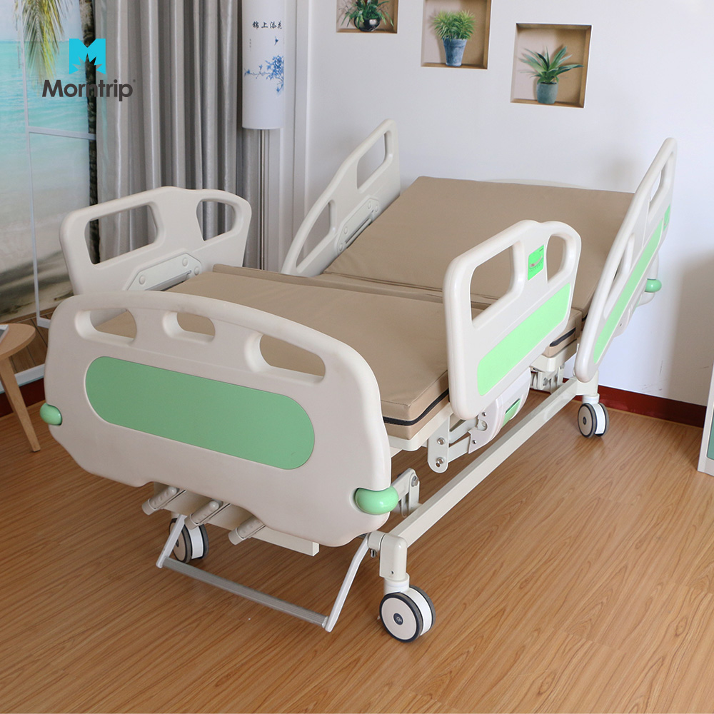 3 Function Electrical Motor Rollaway Hospital Icu Medical Patient Nursing Fowler Bed With Collapsible Alloy Side Rails