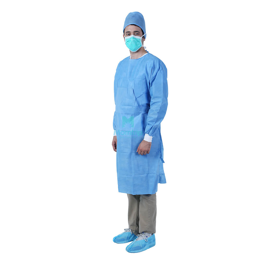 Morntrip Insulation Non Woven Reinforced Protective Medical Laminated Disposable SMS Isolation Gown with Long Sleeve
