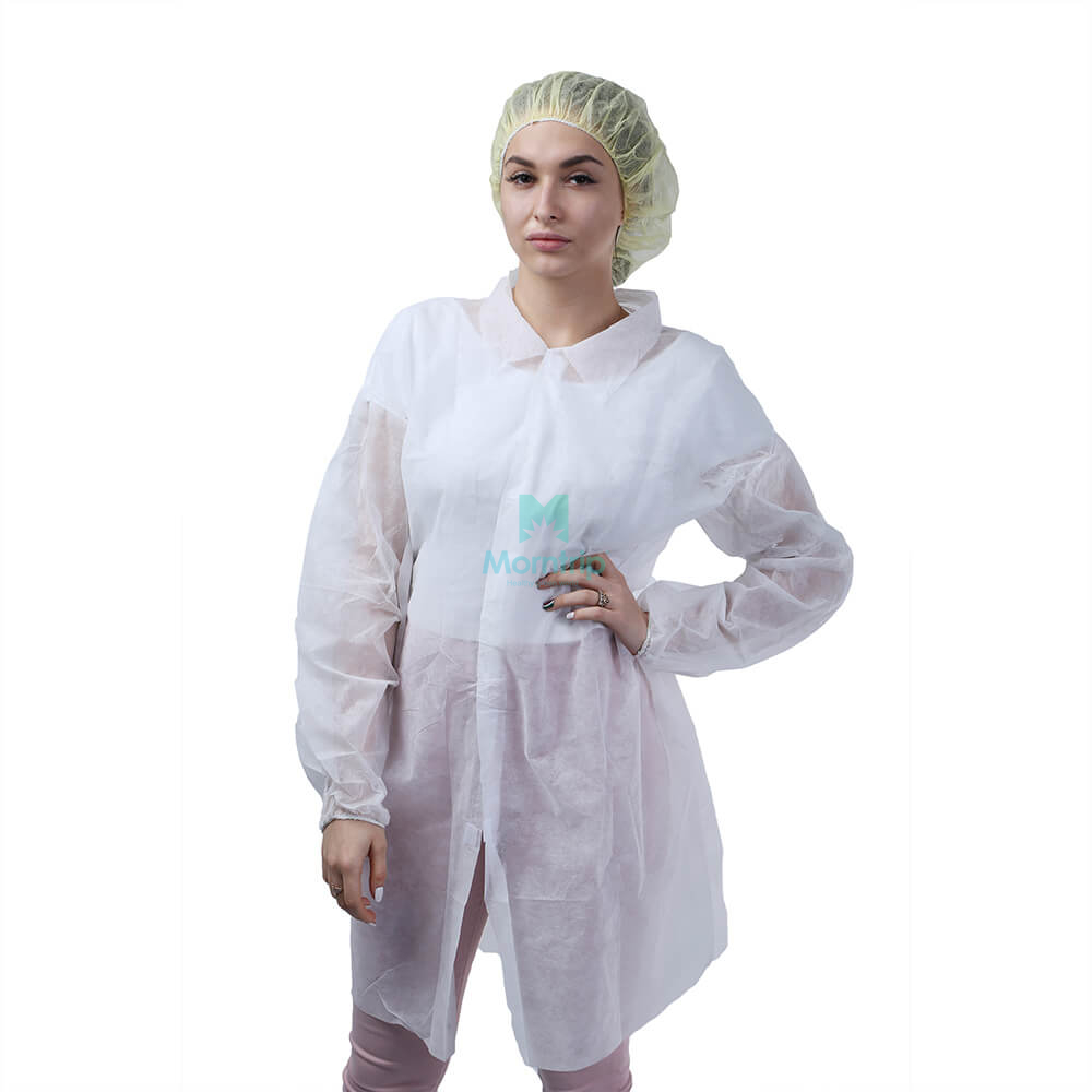 Morntrip Non Woven Waterproof Breathable Disposable Chemistry Lab Coat with Velcro Closure