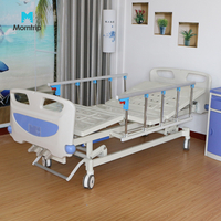 3 Cranks Manual Function Adjustable Hospital Patient Care Bed with Aluminum Side Rails