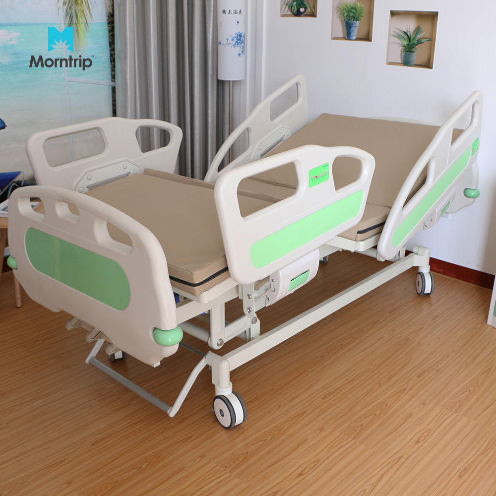 3 Function Electrical Motor Rollaway Hospital Icu Medical Patient Nursing Fowler Bed With Collapsible Alloy Side Rails