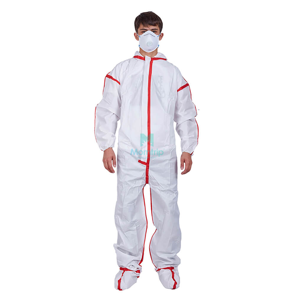 Hooded with Boots Full Body Protective Liquid Resistant Disposable Safety Clothing with Taped Seams