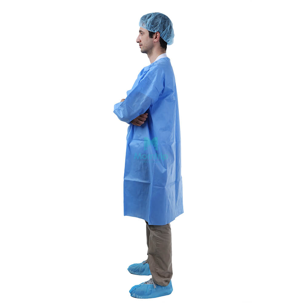 Morntrip Non Woven Breathable Clean Room Disposable Doctor Lab Coat with Snap Closure